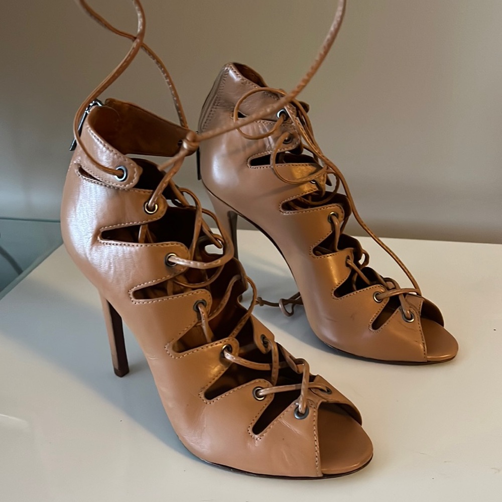 Schutz brown lace up heels